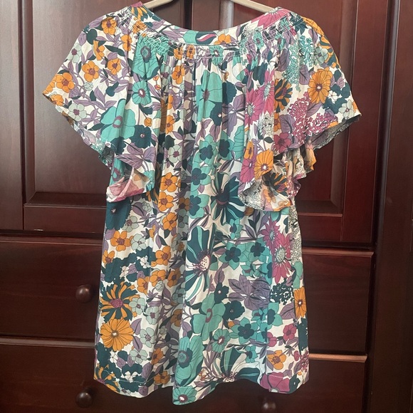 Umgee Floral Print Top in Jade Mix - Picture 6 of 8